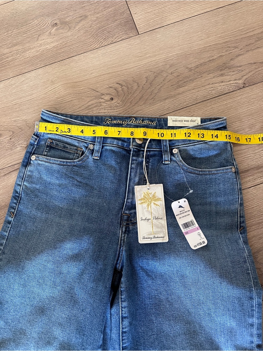 NWT Tommy Bahama Indigo Palm High-Rise Wide Crop Jeans Size 6 - Picture 6 of 8